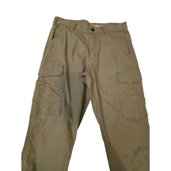 Carhartt Pants Mens 32x30 Dark Khaki Relaxed Fit Straight Canvas Cargo Work Pant - Picture 4 of 12